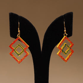 Red - Handpainted Manjusha Art Wooden Earrings 05