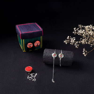 Handcrafted Meenakari Bhaiya Bhabhi Rakhi Set with Coir Box 114