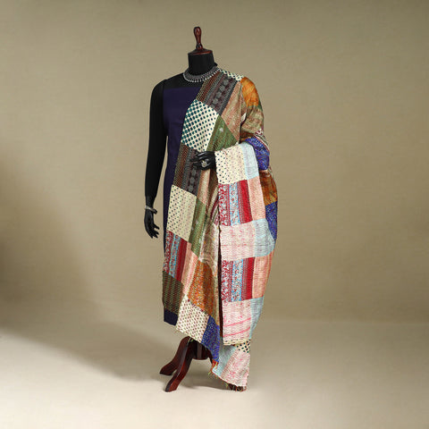 Multicolor - patchwork reversible silk bengal kantha work