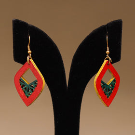 Red - Handpainted Manjusha Art Wooden Earrings 07