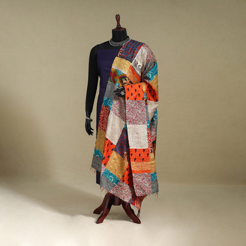 Multicolor - patchwork reversible silk bengal kantha work