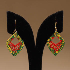 Green - Handpainted Manjusha Art Wooden Earrings 08