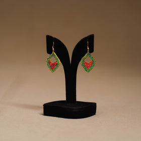 Green - Handpainted Manjusha Art Wooden Earrings 09