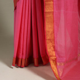 Pink Handloom Cotton Zari Border Mangalagiri Saree