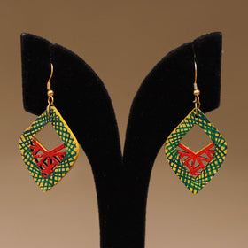 Green - Handpainted Manjusha Art Wooden Earrings 09