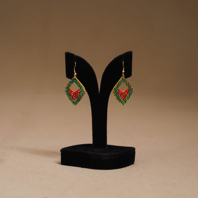 Green - Handpainted Manjusha Art Wooden Earrings 10