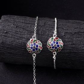 Handcrafted Meenakari Bhaiya Bhabhi Rakhi Set with Coir Box 118