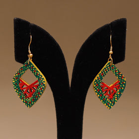 Green - Handpainted Manjusha Art Wooden Earrings 10