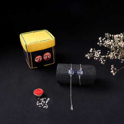 Handcrafted Meenakari Bhaiya Bhabhi Rakhi Set with Coir Box 121