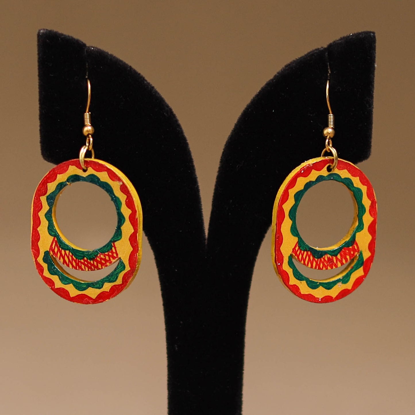 Multicolor - Handpainted Manjusha Art Wooden Earrings 13