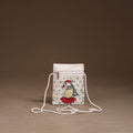 White - Madhubani Handpainted Mobile Sling Bag 30