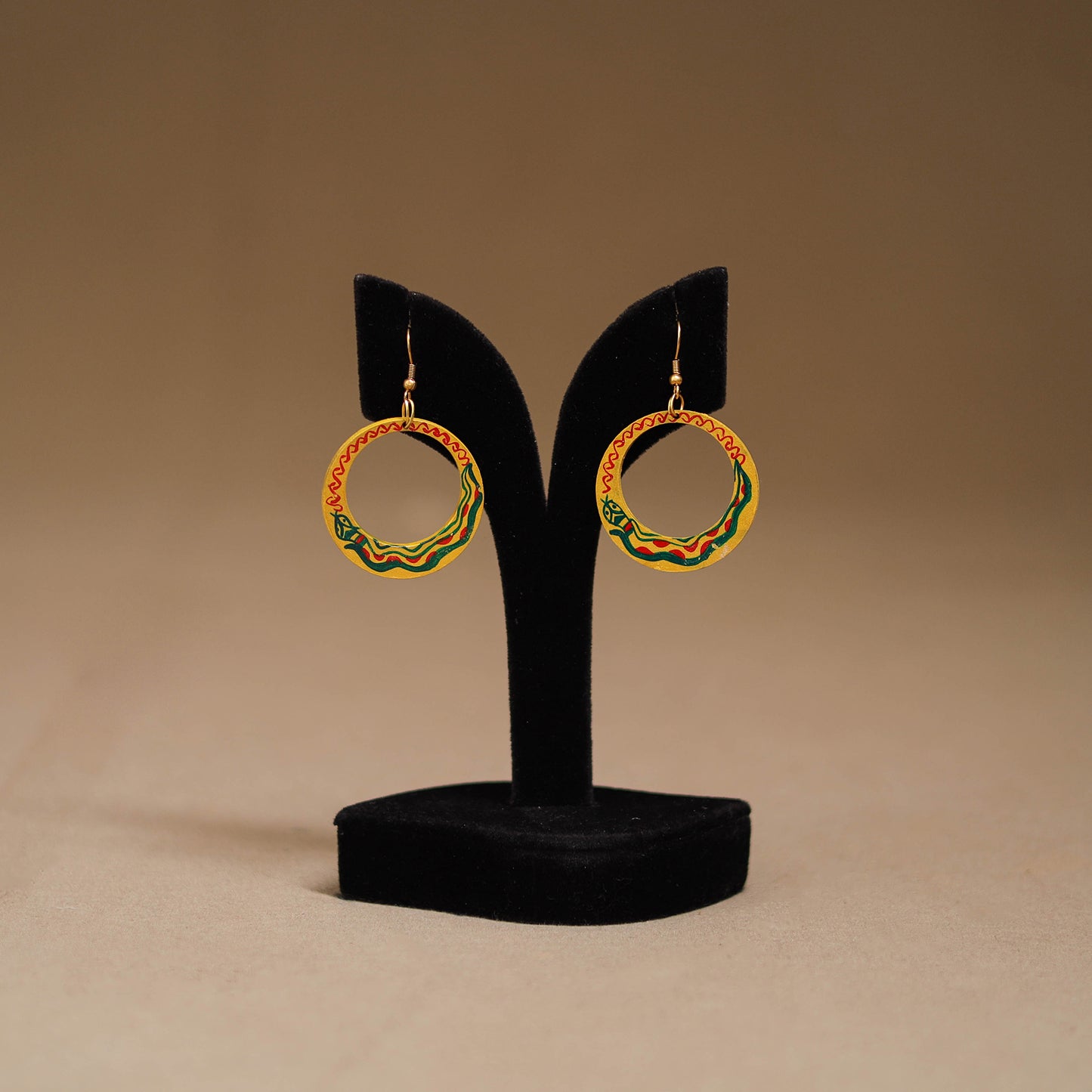 Yellow - Handpainted Manjusha Art Wooden Earrings 15
