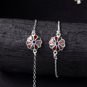 Handcrafted Meenakari Bhaiya Bhabhi Rakhi Set with Coir Box 123