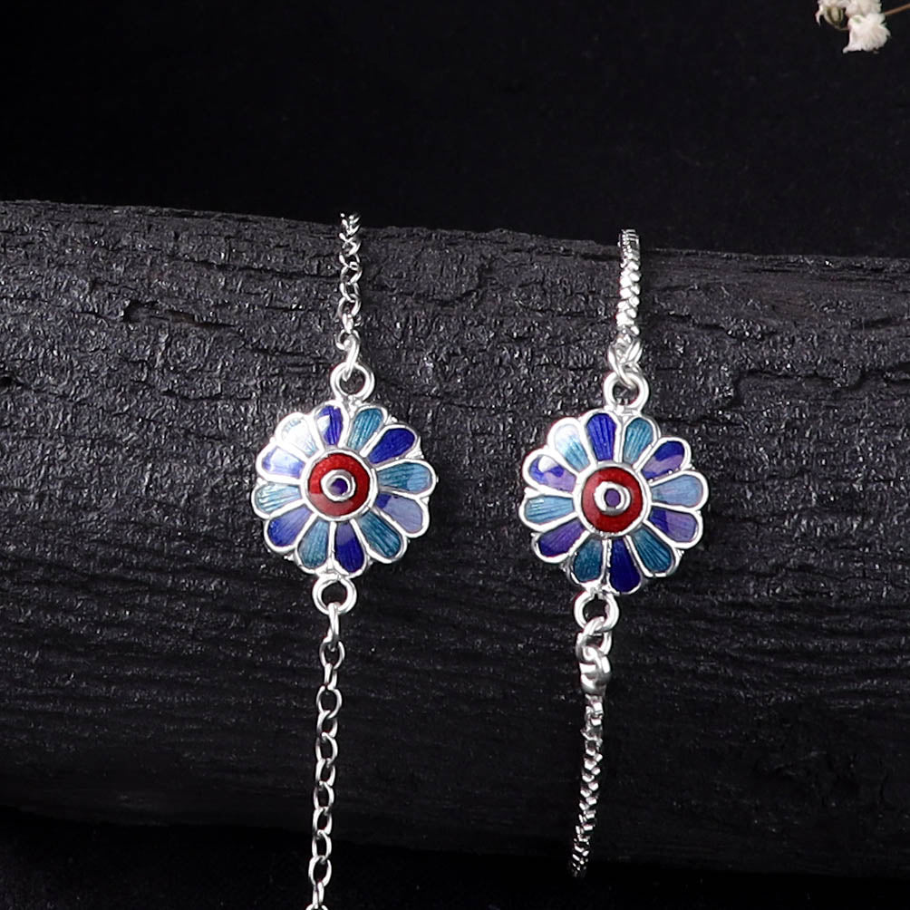 Handcrafted Meenakari Bhaiya Bhabhi Rakhi Set with Coir Box 124