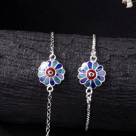 Handcrafted Meenakari Bhaiya Bhabhi Rakhi Set with Coir Box 124