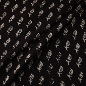 Black - Natural Dyed Pure Mul Cotton Hand Block Bagh Print Fabric 11