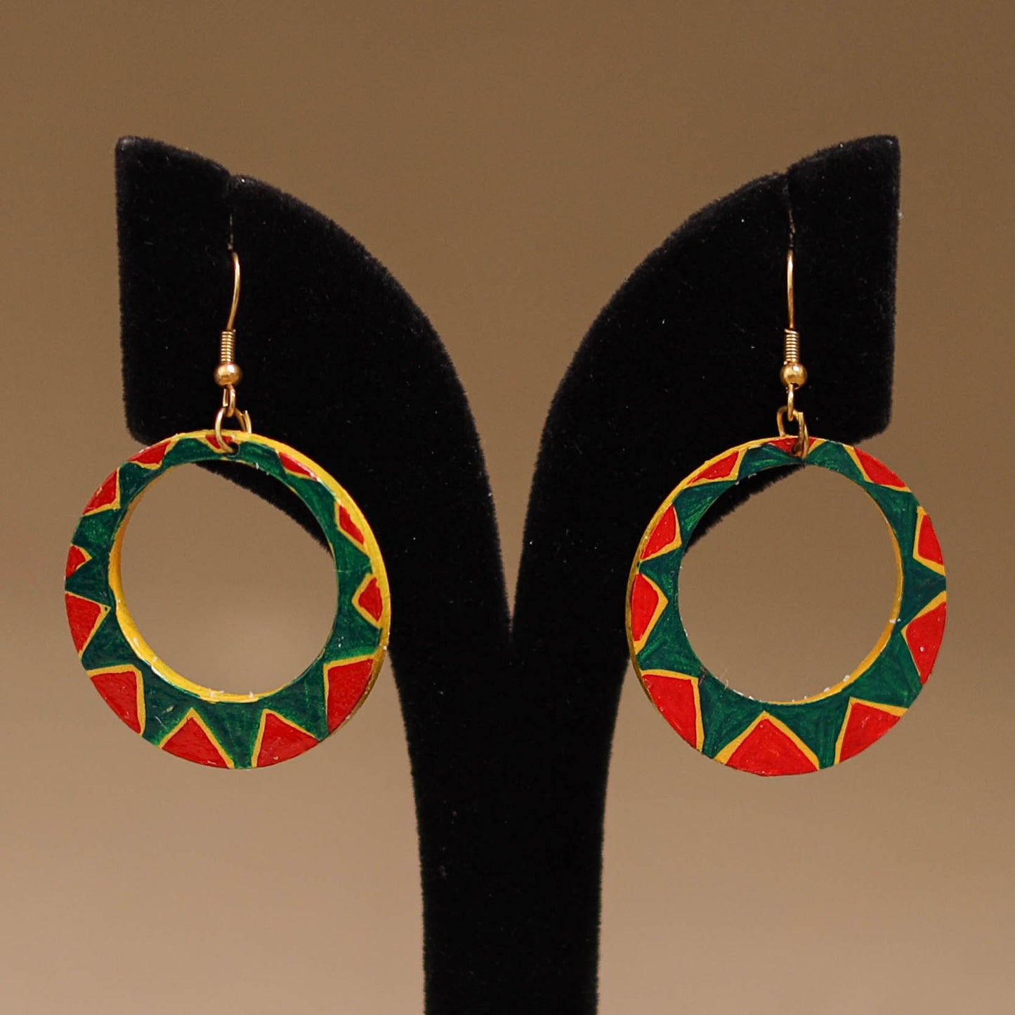 Multicolor - Handpainted Manjusha Art Wooden Earrings 16