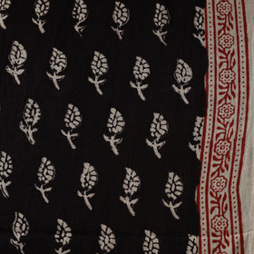 Black - Natural Dyed Pure Mul Cotton Hand Block Bagh Print Fabric 11