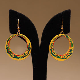 Yellow - Handpainted Manjusha Art Wooden Earrings 17