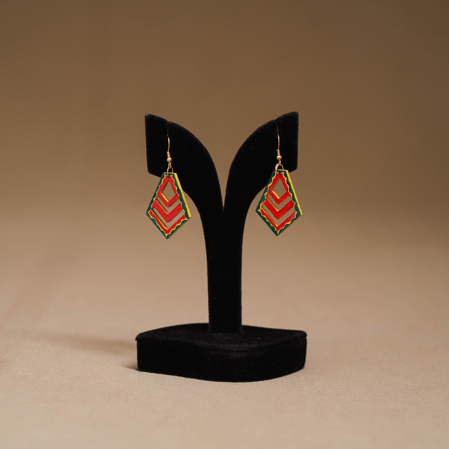 Multicolor - Handpainted Manjusha Art Wooden Earrings 18
