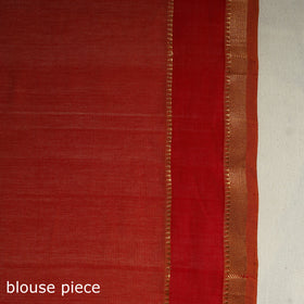 Brown Handloom Cotton Zari Border Mangalagiri Saree