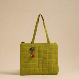  Green Handcrafted Quilted Cotton Hand Bag