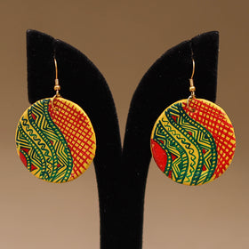 Yellow - Handpainted Manjusha Art Wooden Earrings 20