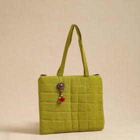  Green Handcrafted Quilted Cotton Hand Bag