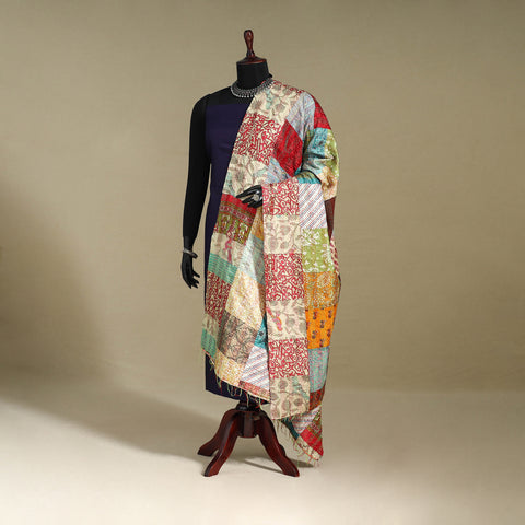 Multicolor - patchwork reversible silk bengal kantha work