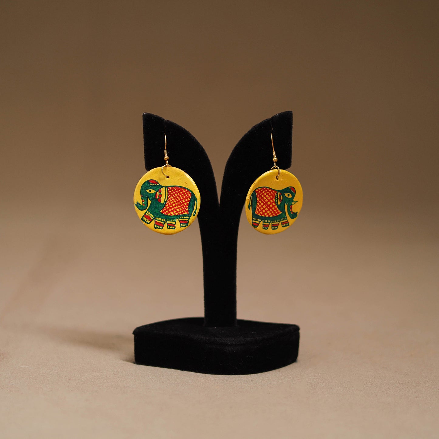 Yellow - Handpainted Manjusha Art Wooden Earrings 21