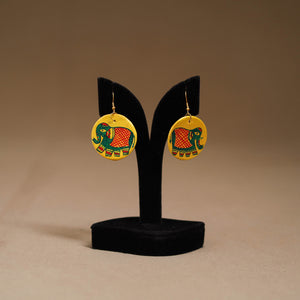 Yellow - handpainted manjusha art wooden earrings 21