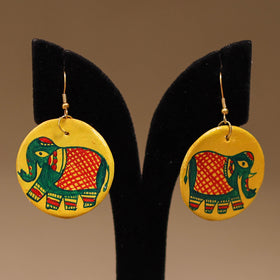 Yellow - Handpainted Manjusha Art Wooden Earrings 21