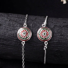 Handcrafted Meenakari Bhaiya Bhabhi Rakhi Set with Coir Box 130