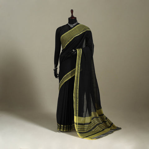 Black Handloom Missing Checks Cotton Mangalagiri Saree