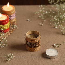  Handmade Bead Work Natural Bamboo Tealight Candle Holder Online in India l iTokri.com 