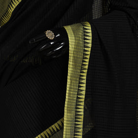 Black Handloom Missing Checks Cotton Mangalagiri Saree