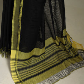 Black Handloom Missing Checks Cotton Mangalagiri Saree