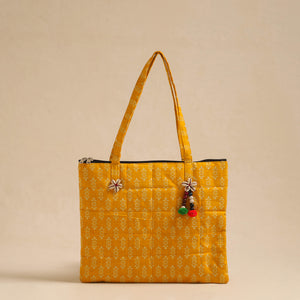 Yellow - Handcrafted Quilted Cotton Hand Bag 41