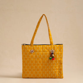 Yellow Handcrafted Quilted Cotton Hand Bag