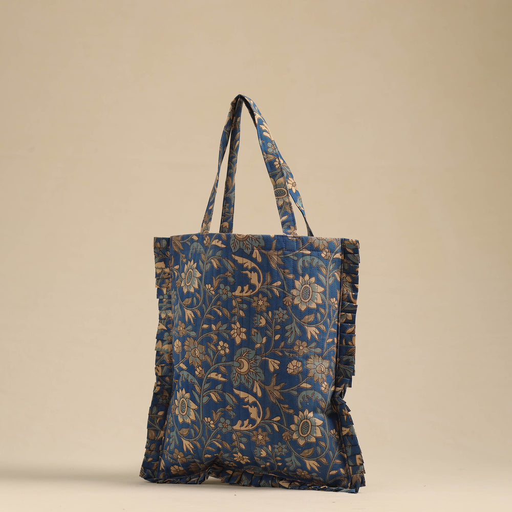 Blue - Handcrafted Cotton Frill Jhola Bag 19