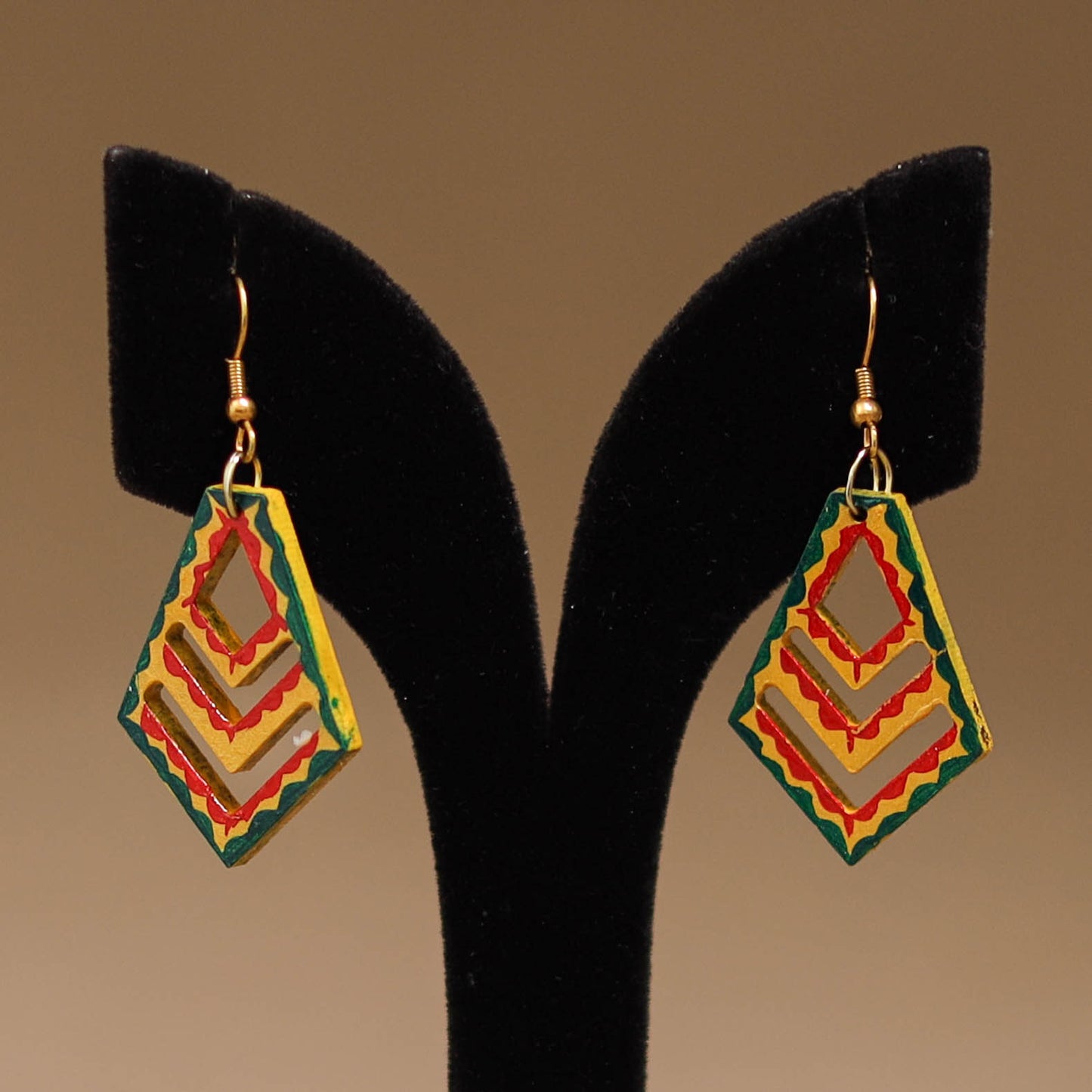Multicolor - Handpainted Manjusha Art Wooden Earrings 25