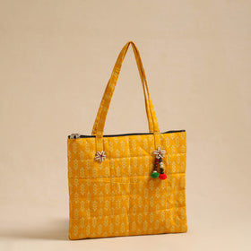 Yellow Handcrafted Quilted Cotton Hand Bag