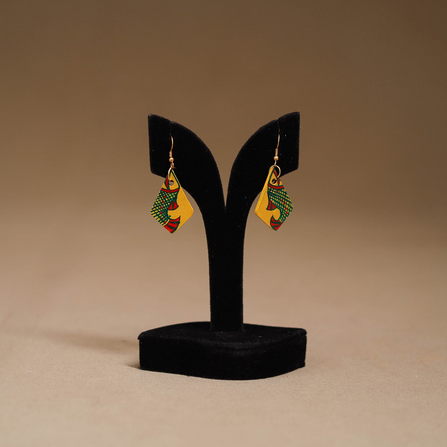Yellow - Handpainted Manjusha Art Wooden Earrings 26