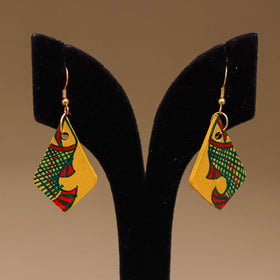 Yellow - Handpainted Manjusha Art Wooden Earrings 26