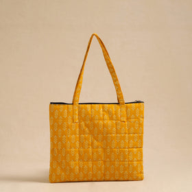Yellow Handcrafted Quilted Cotton Hand Bag
