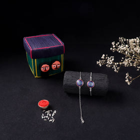 Handcrafted Meenakari Bhaiya Bhabhi Rakhi Set with Coir Box 136