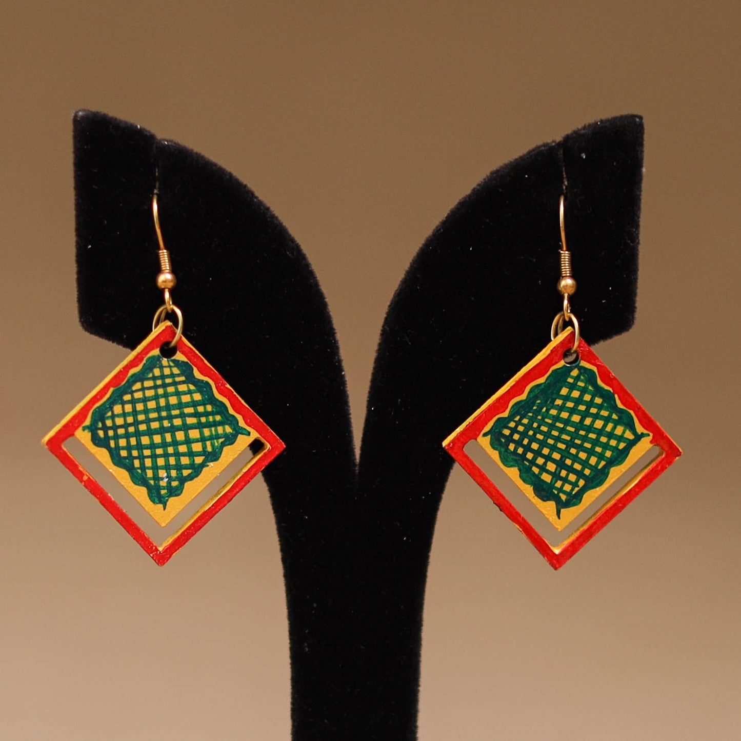 Multicolor - Handpainted Manjusha Art Wooden Earrings 27