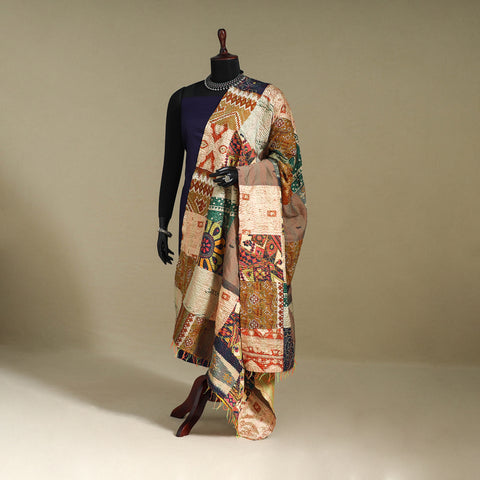Multicolor - patchwork reversible silk bengal kantha work