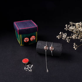 Handcrafted Meenakari Bhaiya Bhabhi Rakhi Set with Coir Box 138