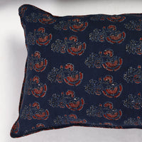 Blue - Set of 2 - Ajrakh Block Printed Cotton Pillow Covers (26 x 17 in)